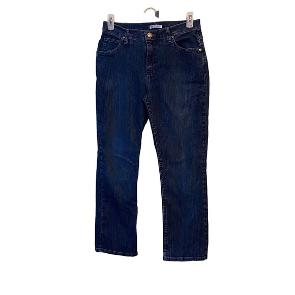 Lee Rider Womens Jeans Size 12P Denim Blue 5 Pocket Stretchy Straight Leg - Picture 1 of 7